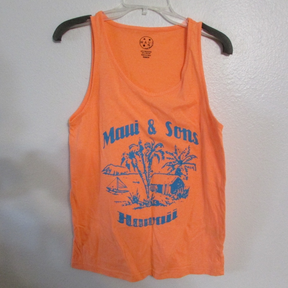 Maui Orange Sleeveless Tank Top Size M Pristine